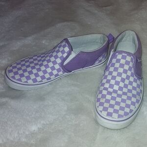Purple And White Checkered Vans Size 6